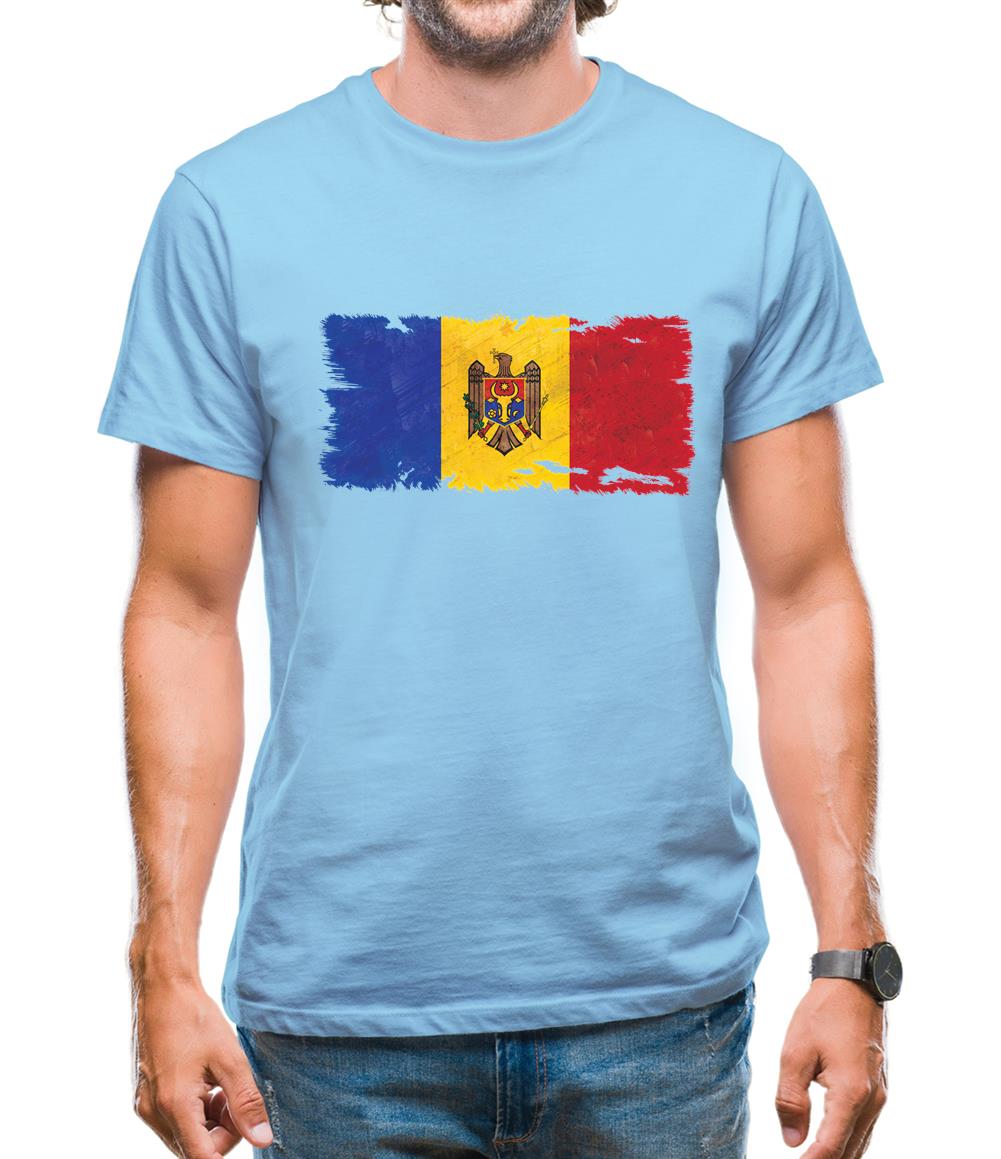 Moldova Grunge Style Flag Mens T-Shirt