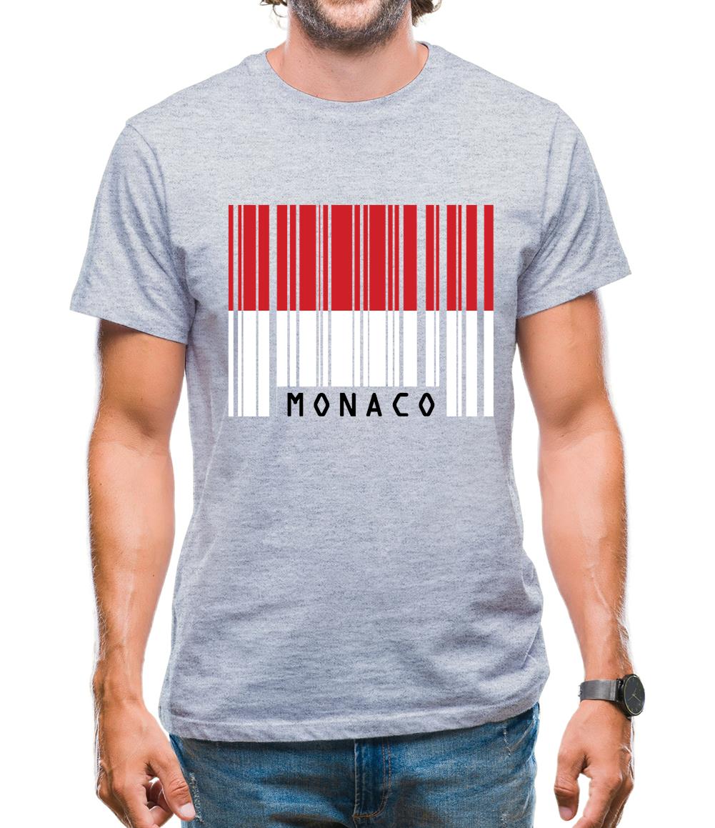 Monaco Barcode Style Flag Mens T-Shirt