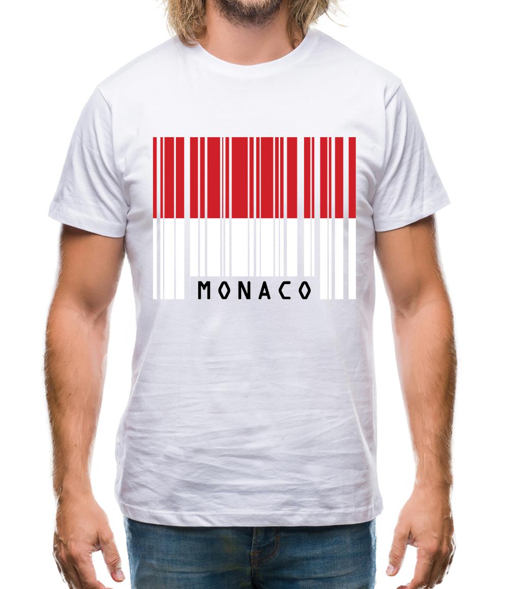 Monaco Barcode Style Flag Mens T-Shirt