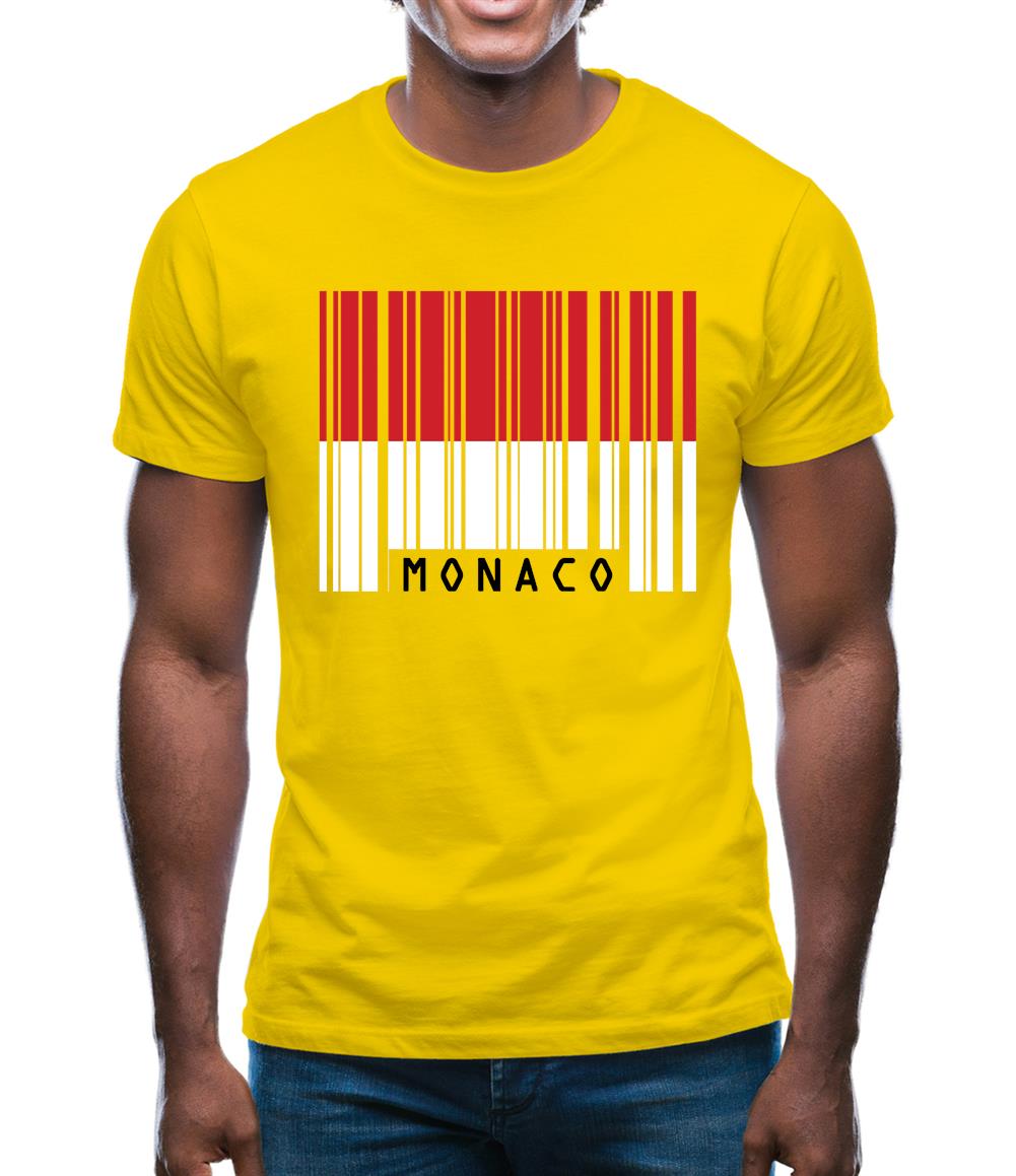 Monaco Barcode Style Flag Mens T-Shirt