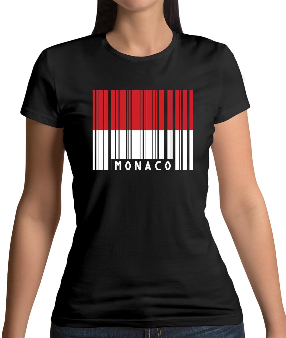 Monaco Barcode Style Flag Womens T-Shirt