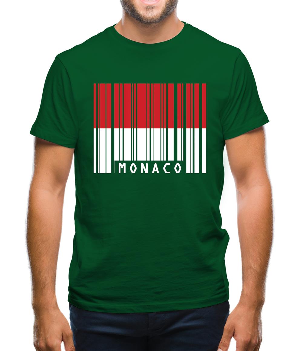 Monaco Barcode Style Flag Mens T-Shirt