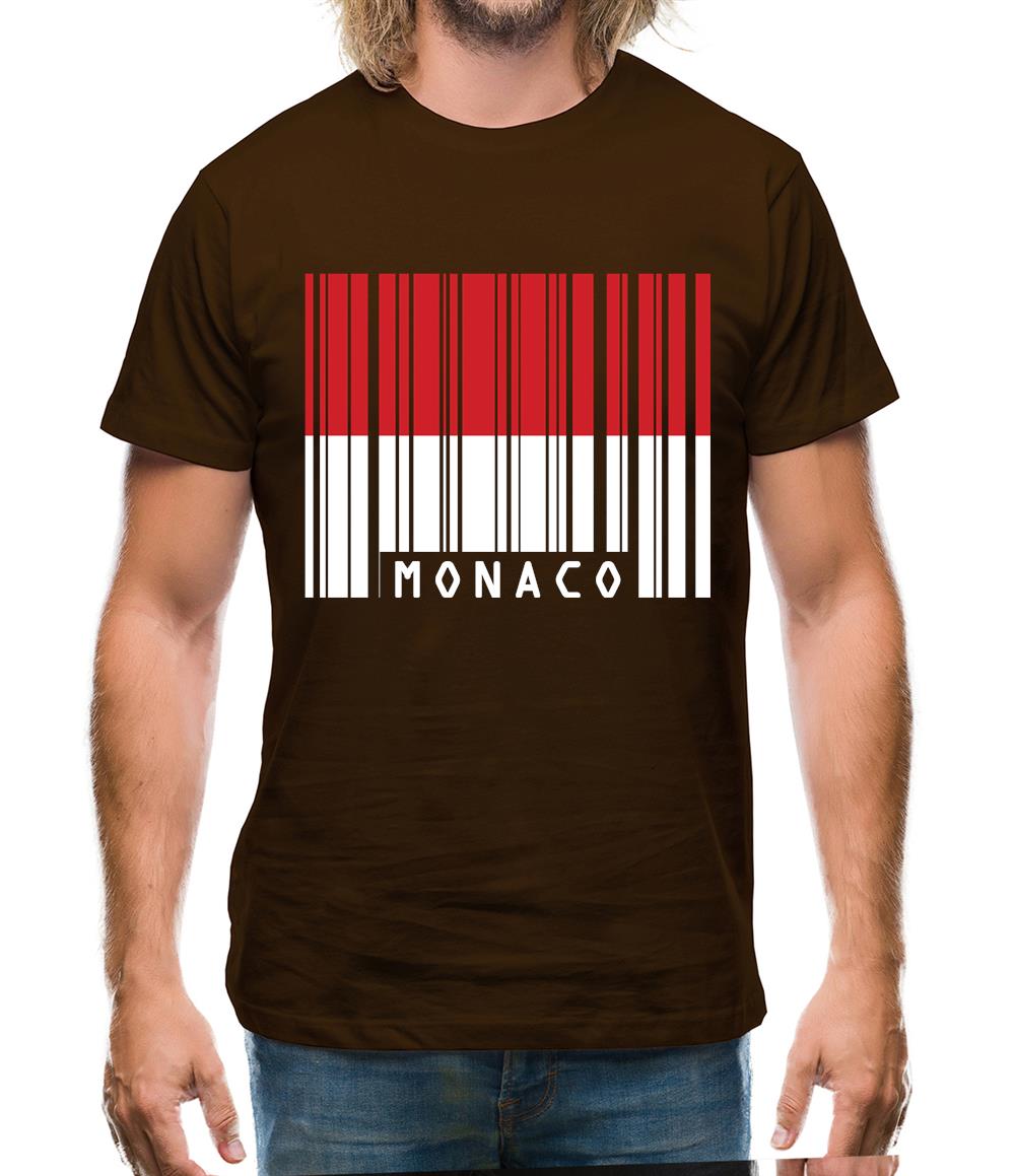 Monaco Barcode Style Flag Mens T-Shirt