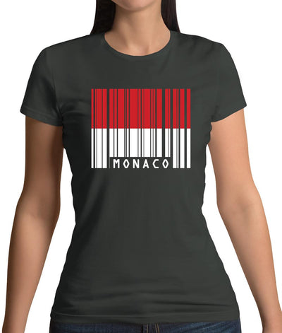 Monaco Barcode Style Flag Womens T-Shirt
