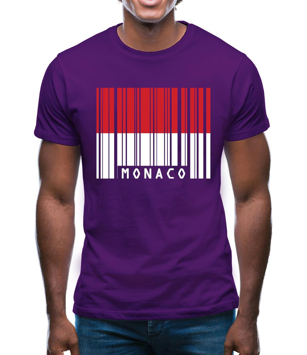 Monaco Barcode Style Flag Mens T-Shirt