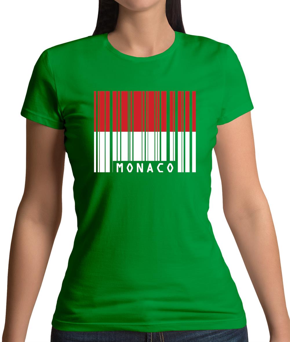 Monaco Barcode Style Flag Womens T-Shirt