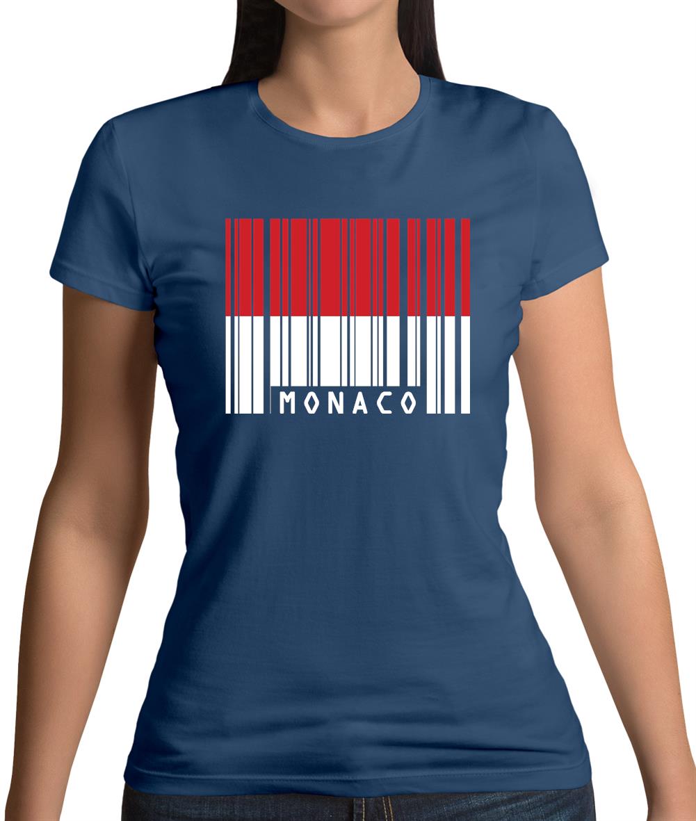 Monaco Barcode Style Flag Womens T-Shirt