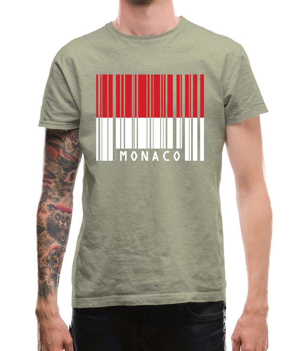 Monaco Barcode Style Flag Mens T-Shirt