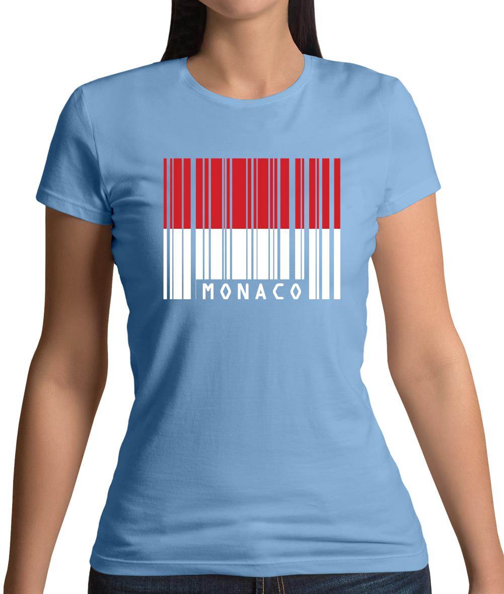 Monaco Barcode Style Flag Womens T-Shirt