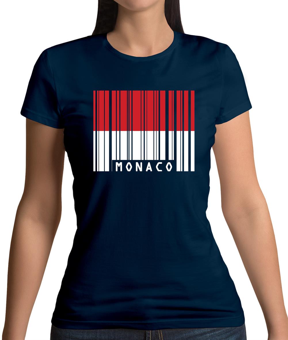 Monaco Barcode Style Flag Womens T-Shirt