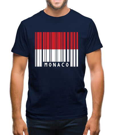 Monaco Barcode Style Flag Mens T-Shirt