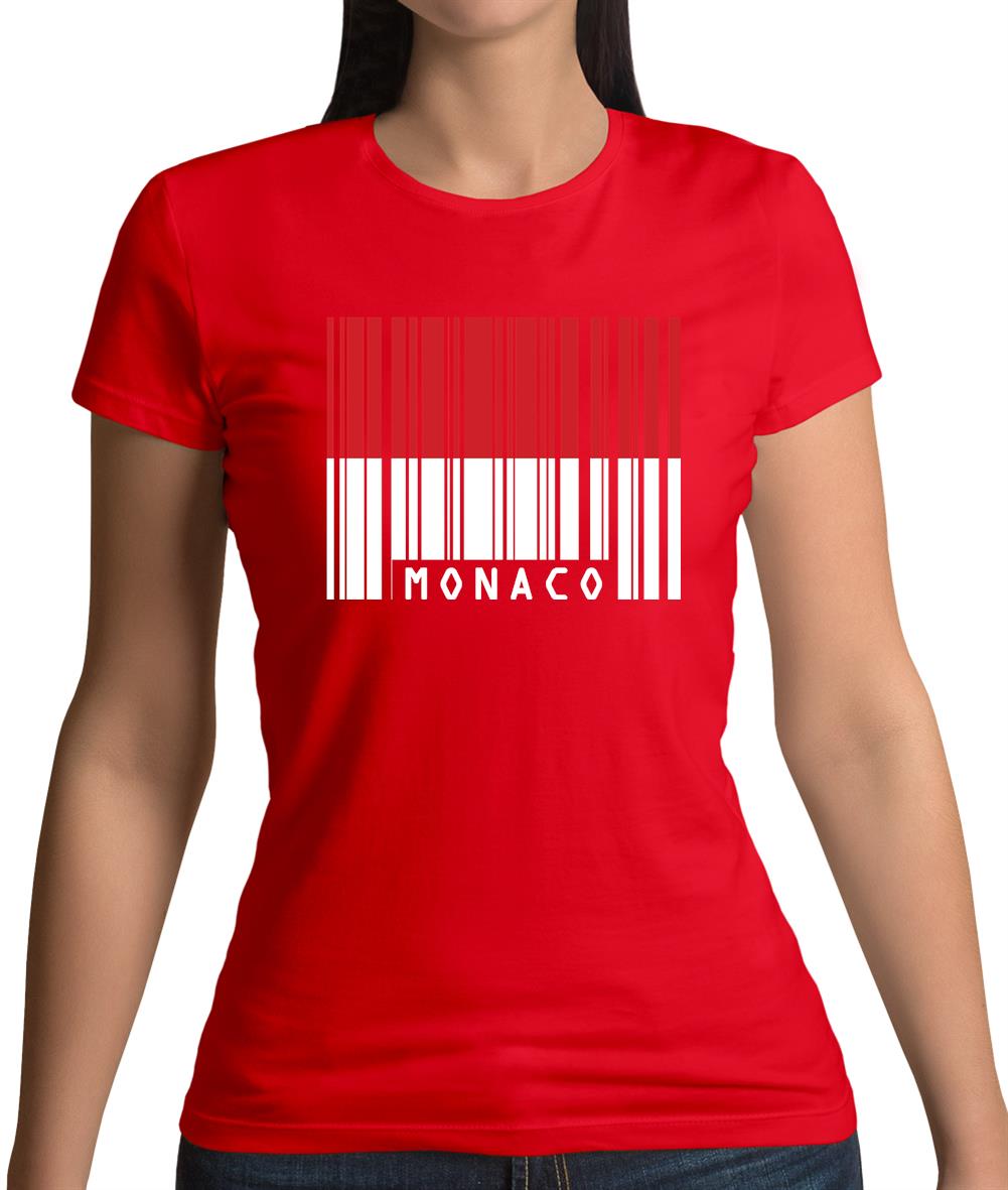Monaco Barcode Style Flag Womens T-Shirt
