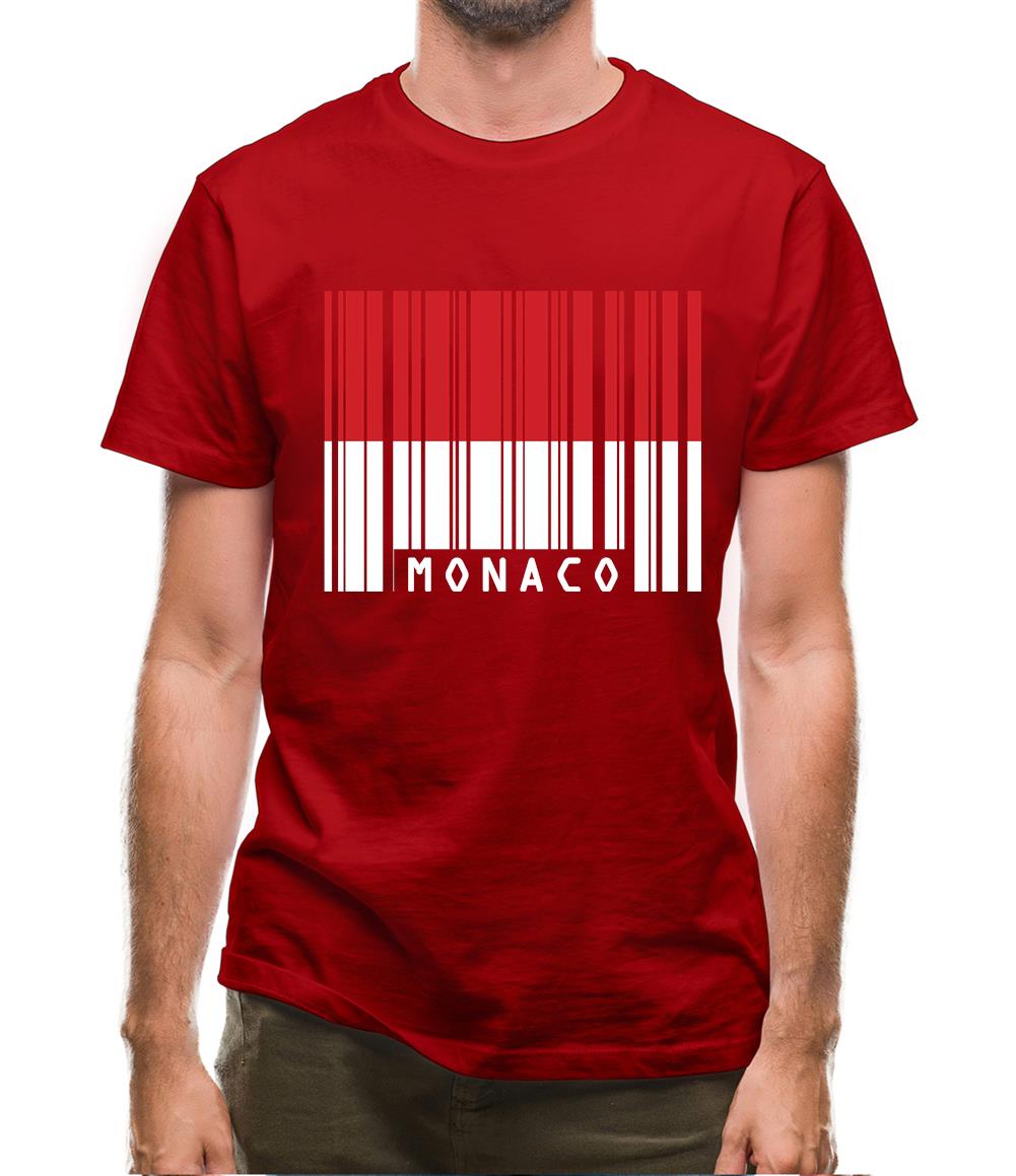 Monaco Barcode Style Flag Mens T-Shirt