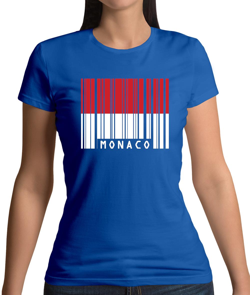 Monaco Barcode Style Flag Womens T-Shirt