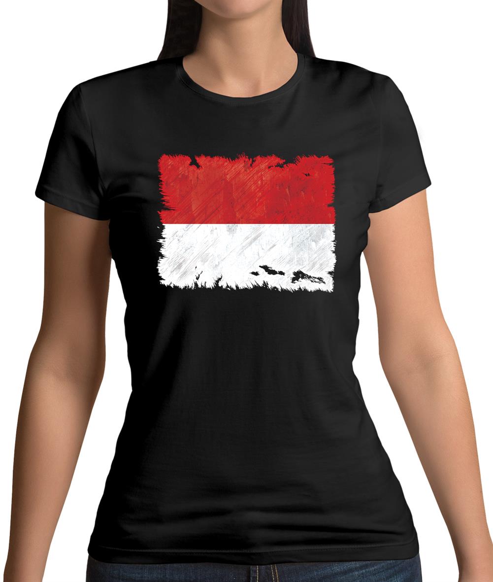 Monaco Grunge Style Flag Womens T-Shirt