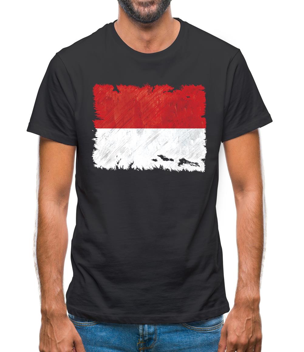 Monaco Grunge Style Flag Mens T-Shirt