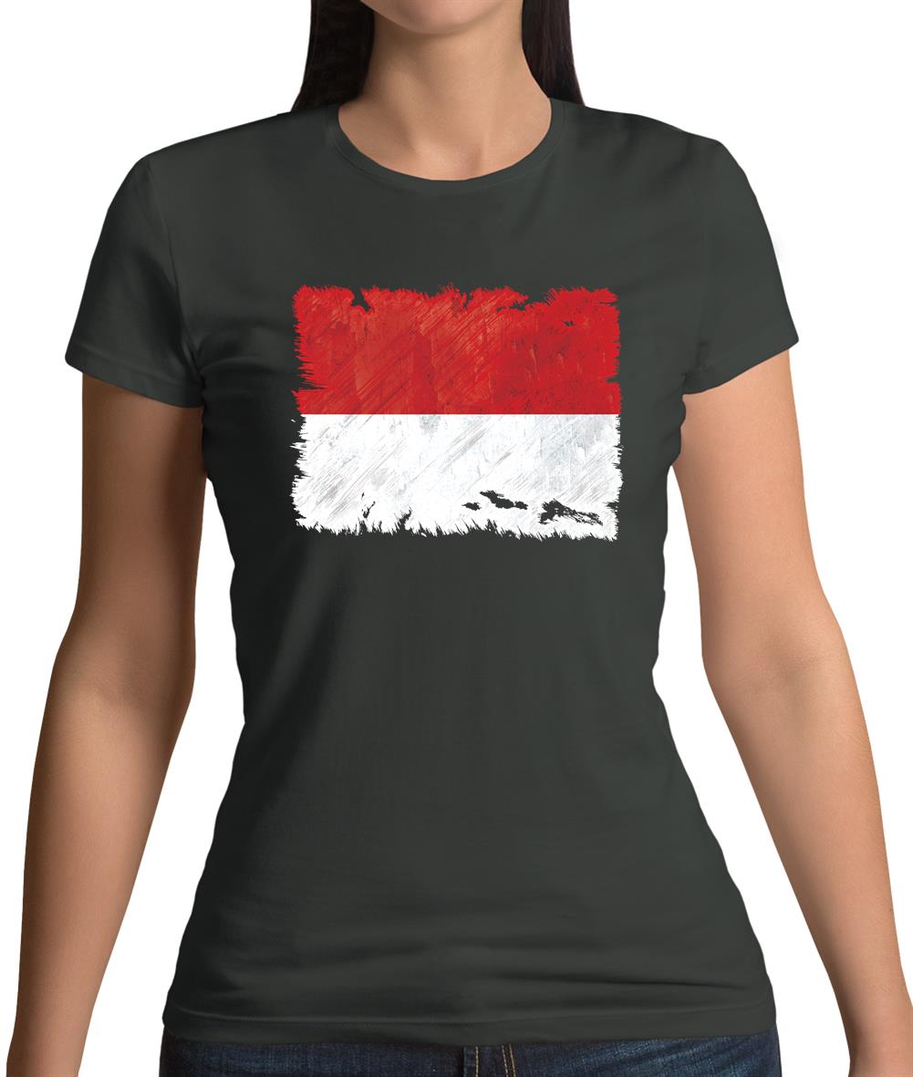 Monaco Grunge Style Flag Womens T-Shirt