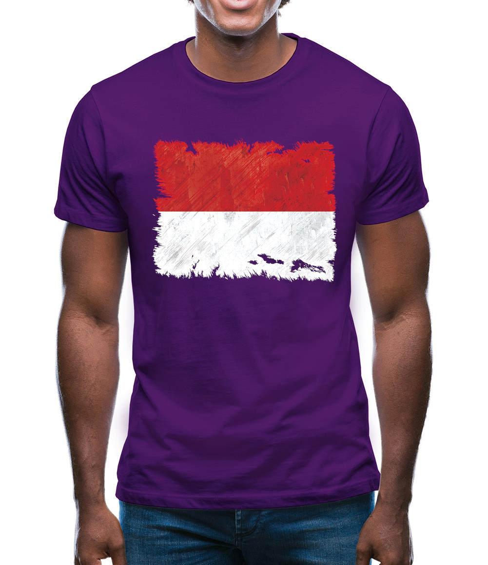 Monaco Grunge Style Flag Mens T-Shirt