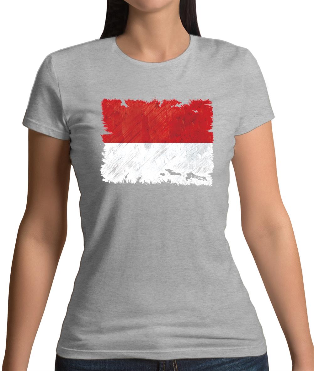 Monaco Grunge Style Flag Womens T-Shirt