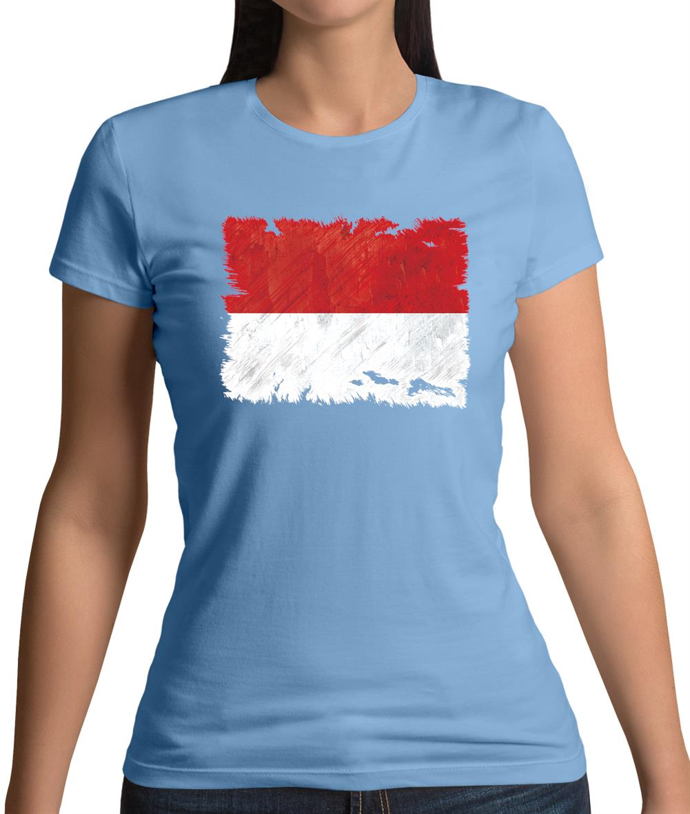Monaco Grunge Style Flag Womens T-Shirt