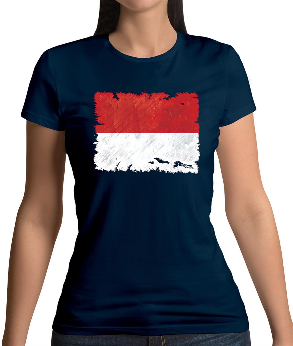 Monaco Grunge Style Flag Womens T-Shirt