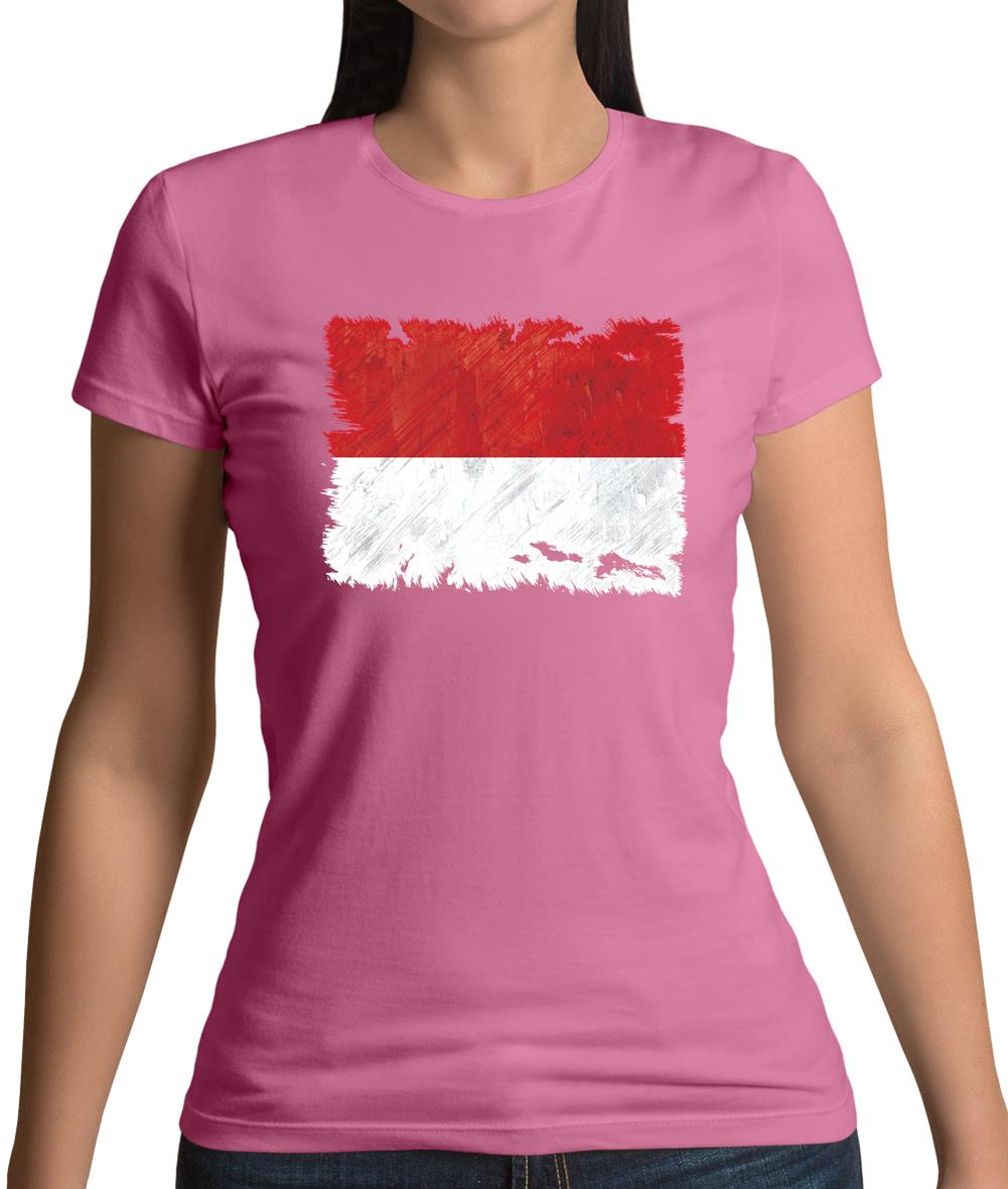 Monaco Grunge Style Flag Womens T-Shirt