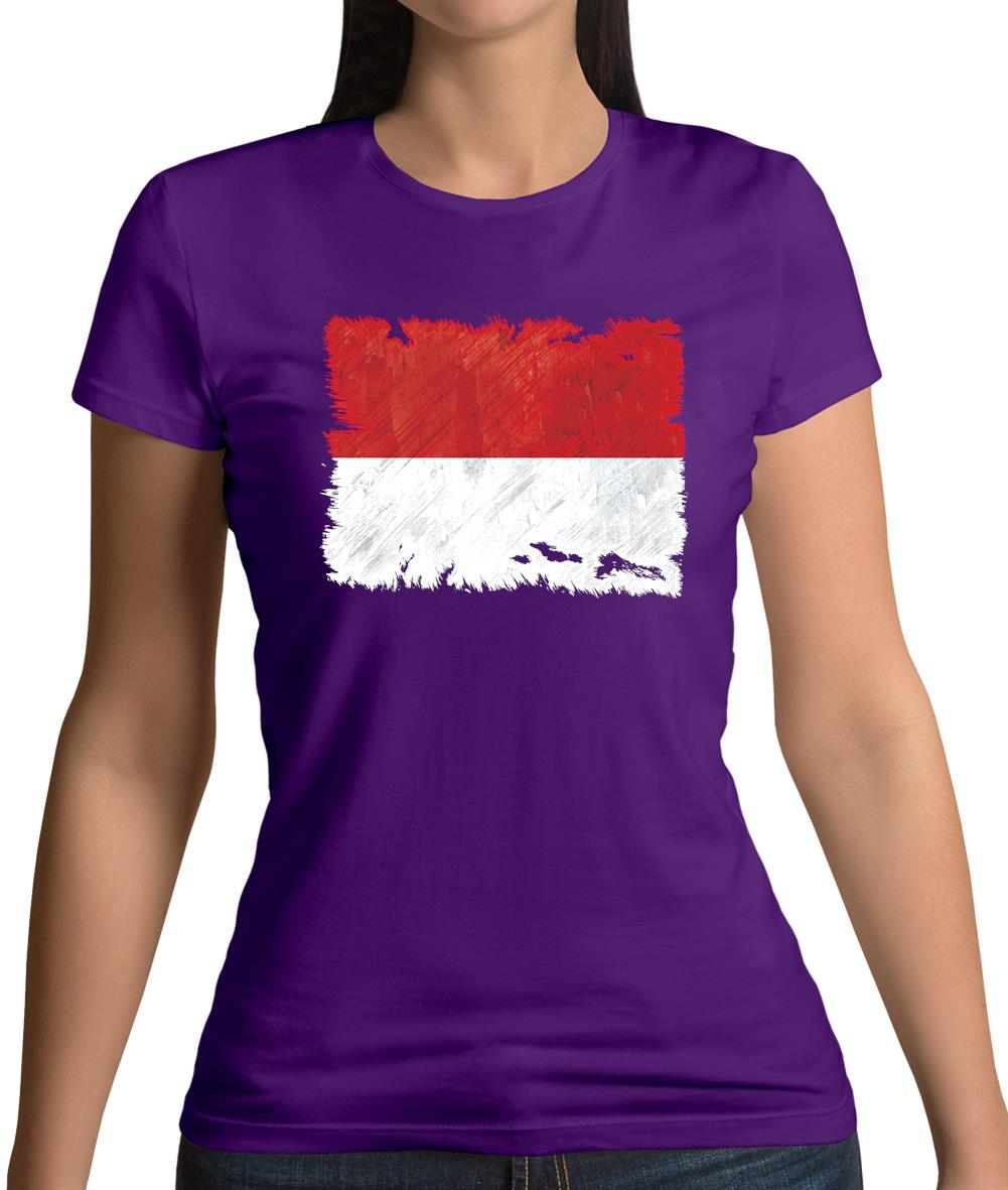 Monaco Grunge Style Flag Womens T-Shirt