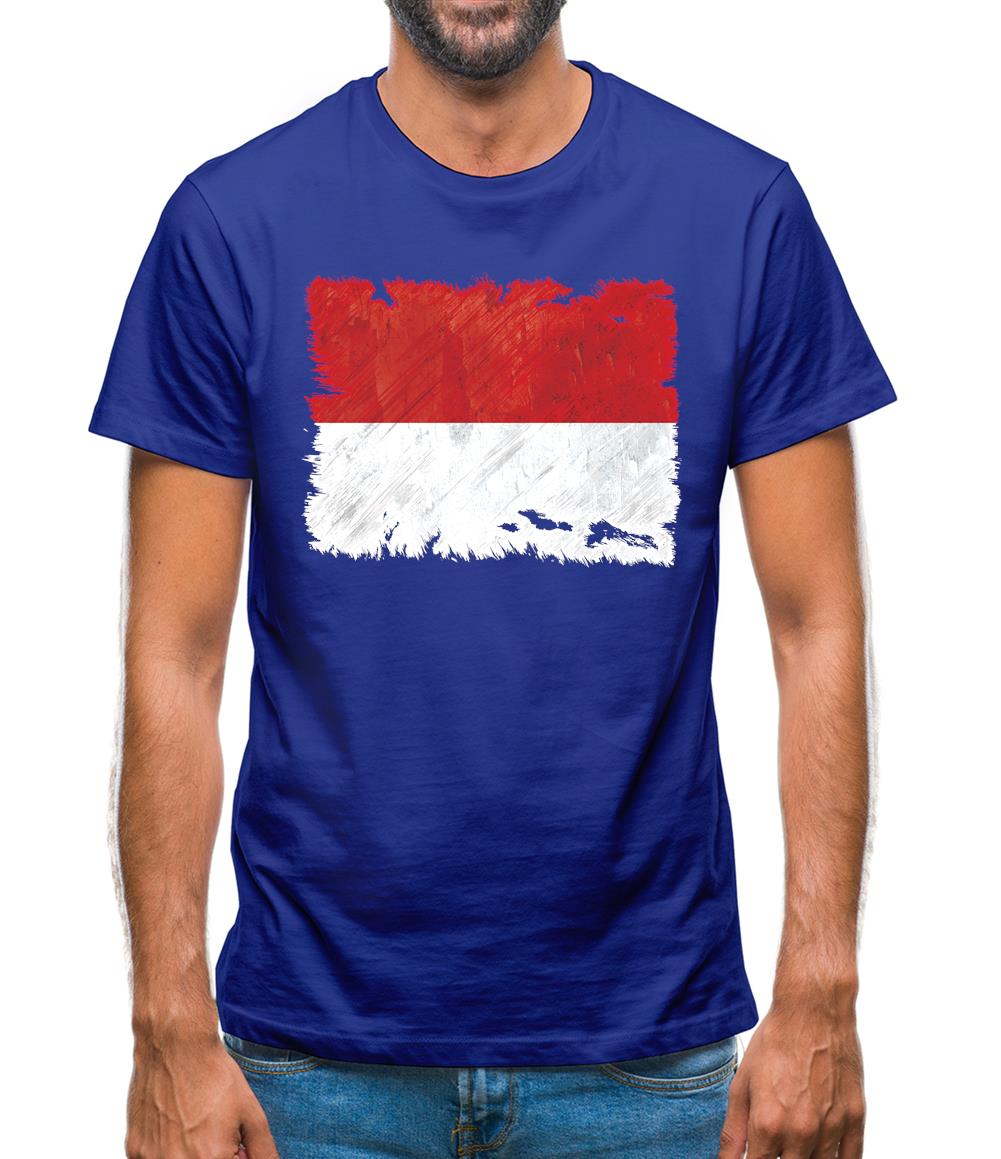 Monaco Grunge Style Flag Mens T-Shirt
