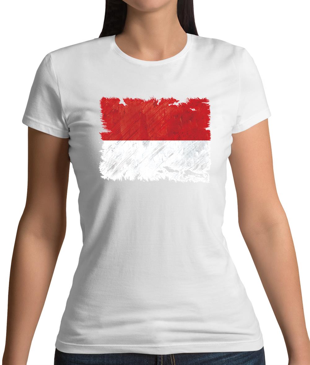Monaco Grunge Style Flag Womens T-Shirt