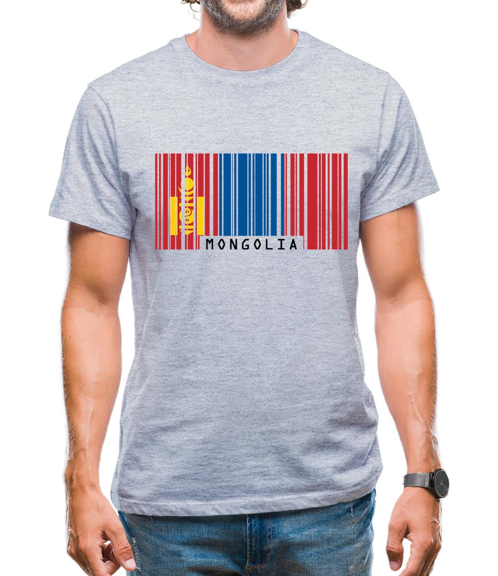 Mongolia Barcode Style Flag Mens T-Shirt