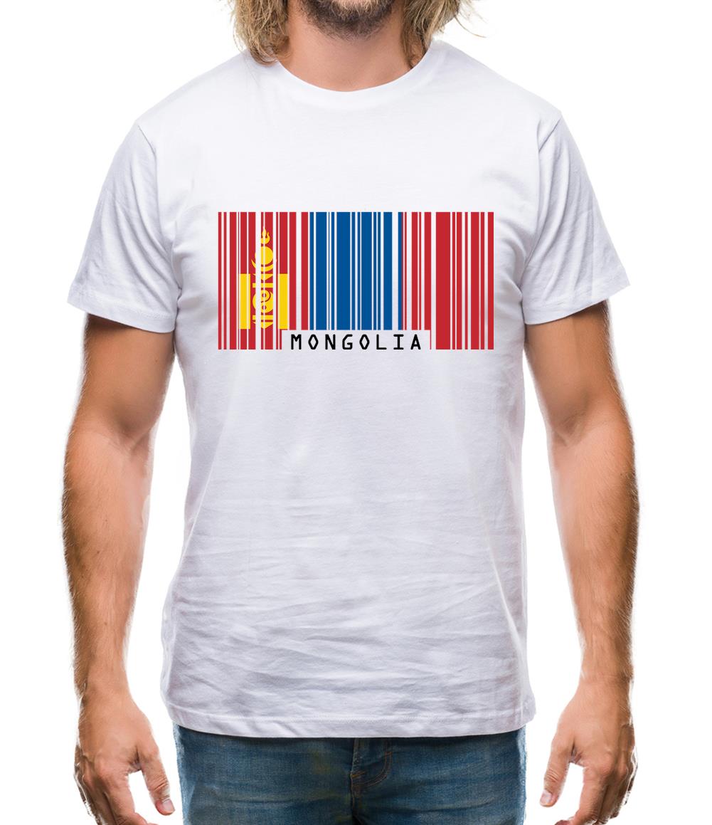 Mongolia Barcode Style Flag Mens T-Shirt