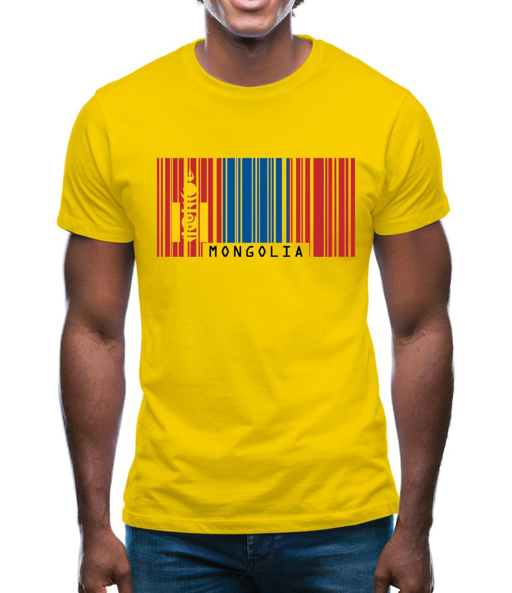 Mongolia Barcode Style Flag Mens T-Shirt
