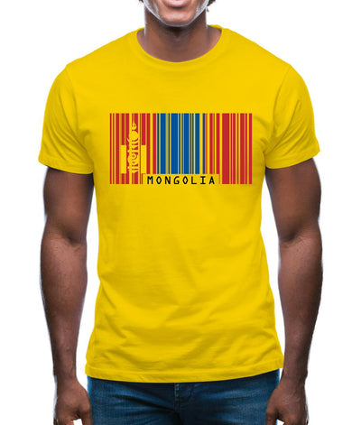 Mongolia Barcode Style Flag Mens T-Shirt