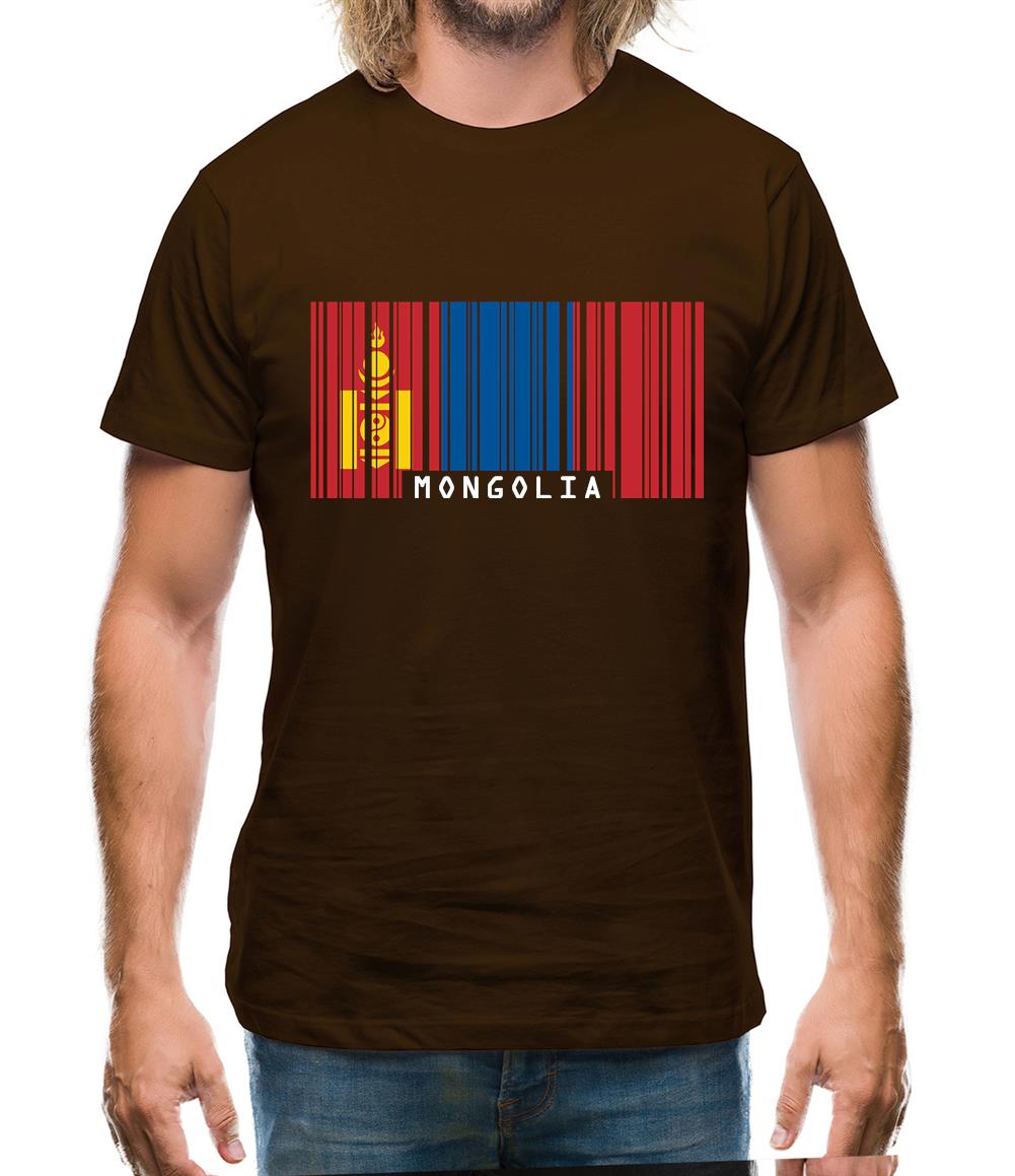Mongolia Barcode Style Flag Mens T-Shirt