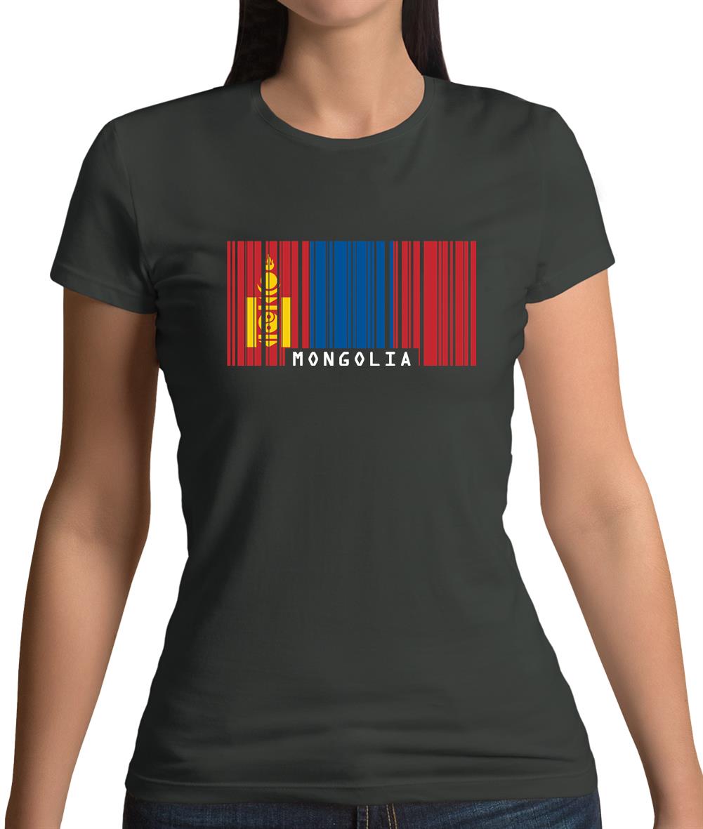 Mongolia Barcode Style Flag Womens T-Shirt