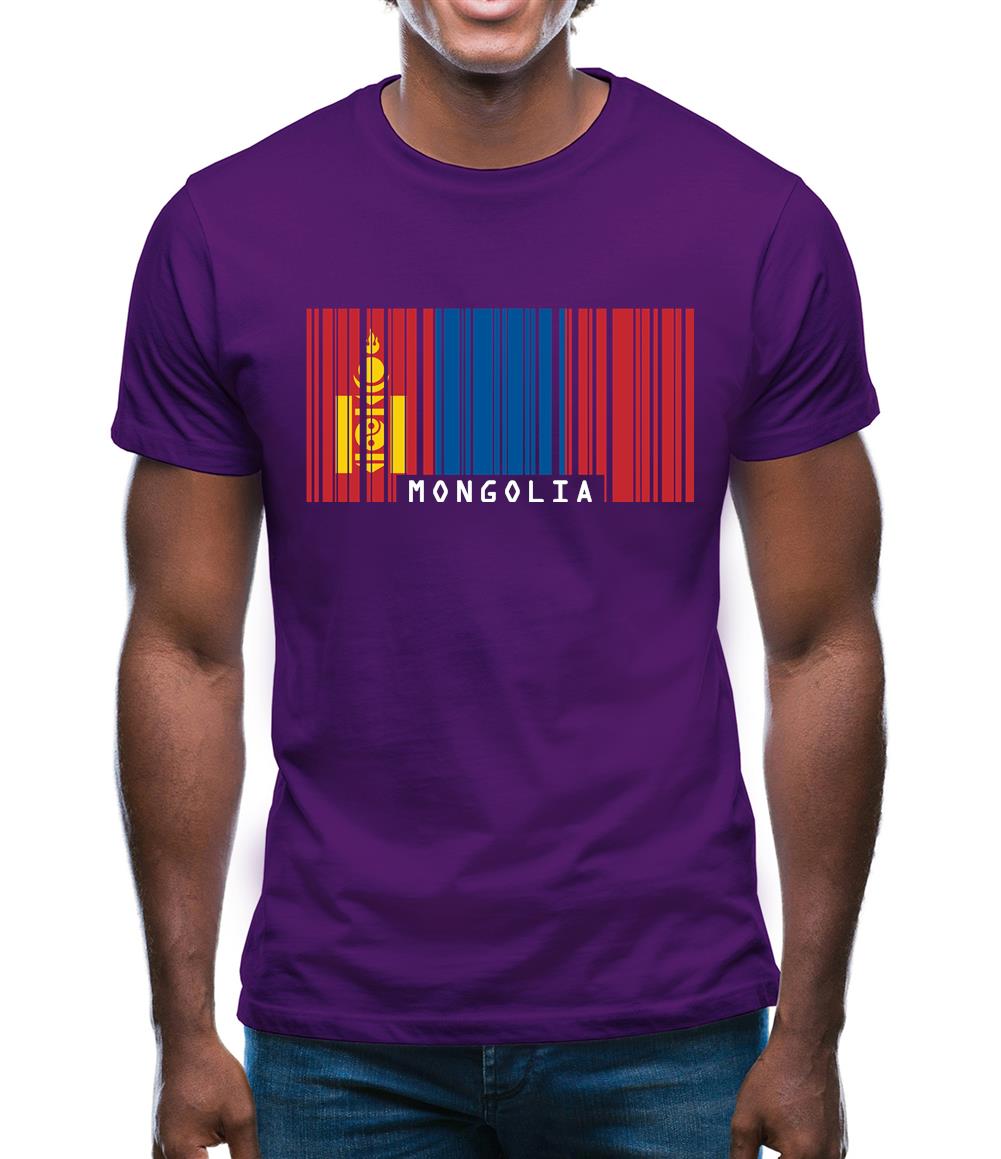 Mongolia Barcode Style Flag Mens T-Shirt
