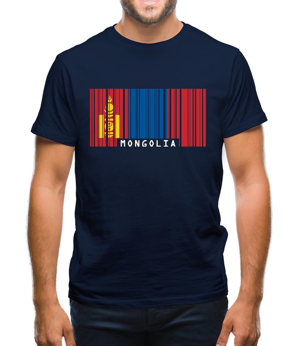 Mongolia Barcode Style Flag Mens T-Shirt