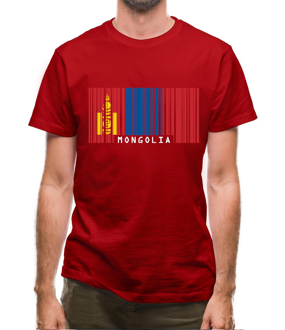 Mongolia Barcode Style Flag Mens T-Shirt