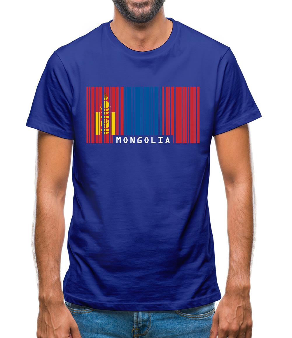 Mongolia Barcode Style Flag Mens T-Shirt