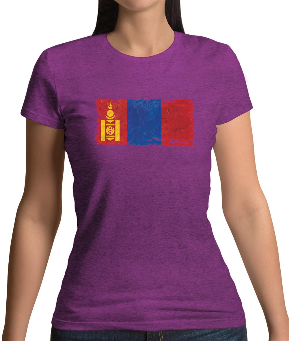 Mongolia Grunge Style Flag Womens T-Shirt