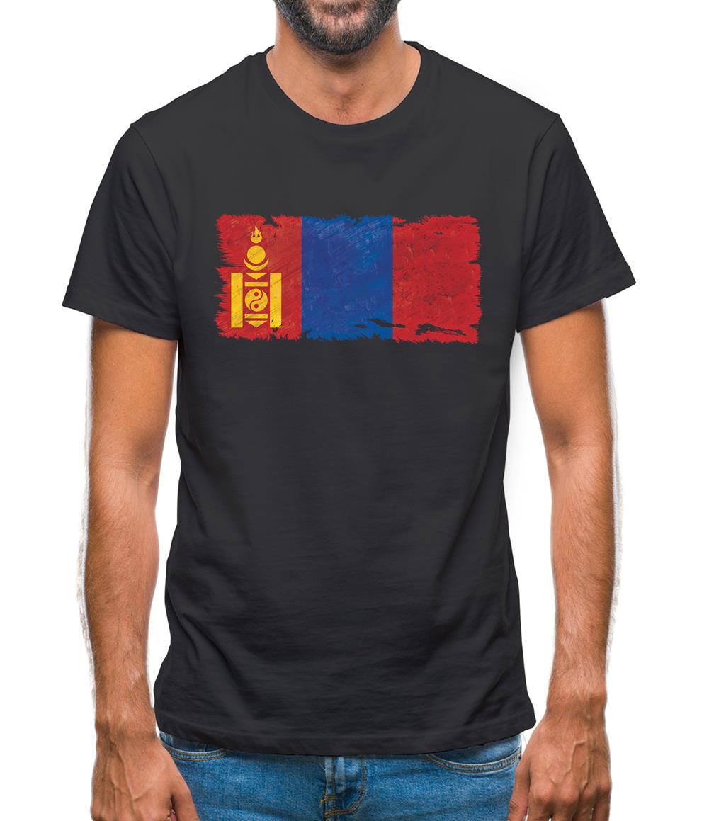 Mongolia Grunge Style Flag Mens T-Shirt