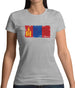 Mongolia Grunge Style Flag Womens T-Shirt