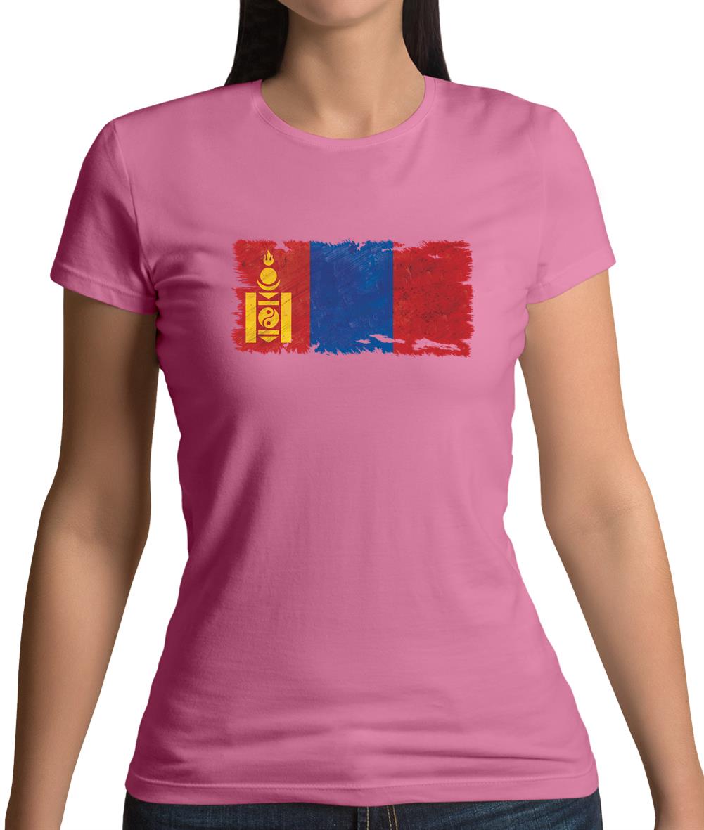 Mongolia Grunge Style Flag Womens T-Shirt