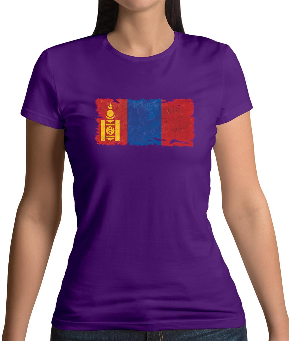Mongolia Grunge Style Flag Womens T-Shirt