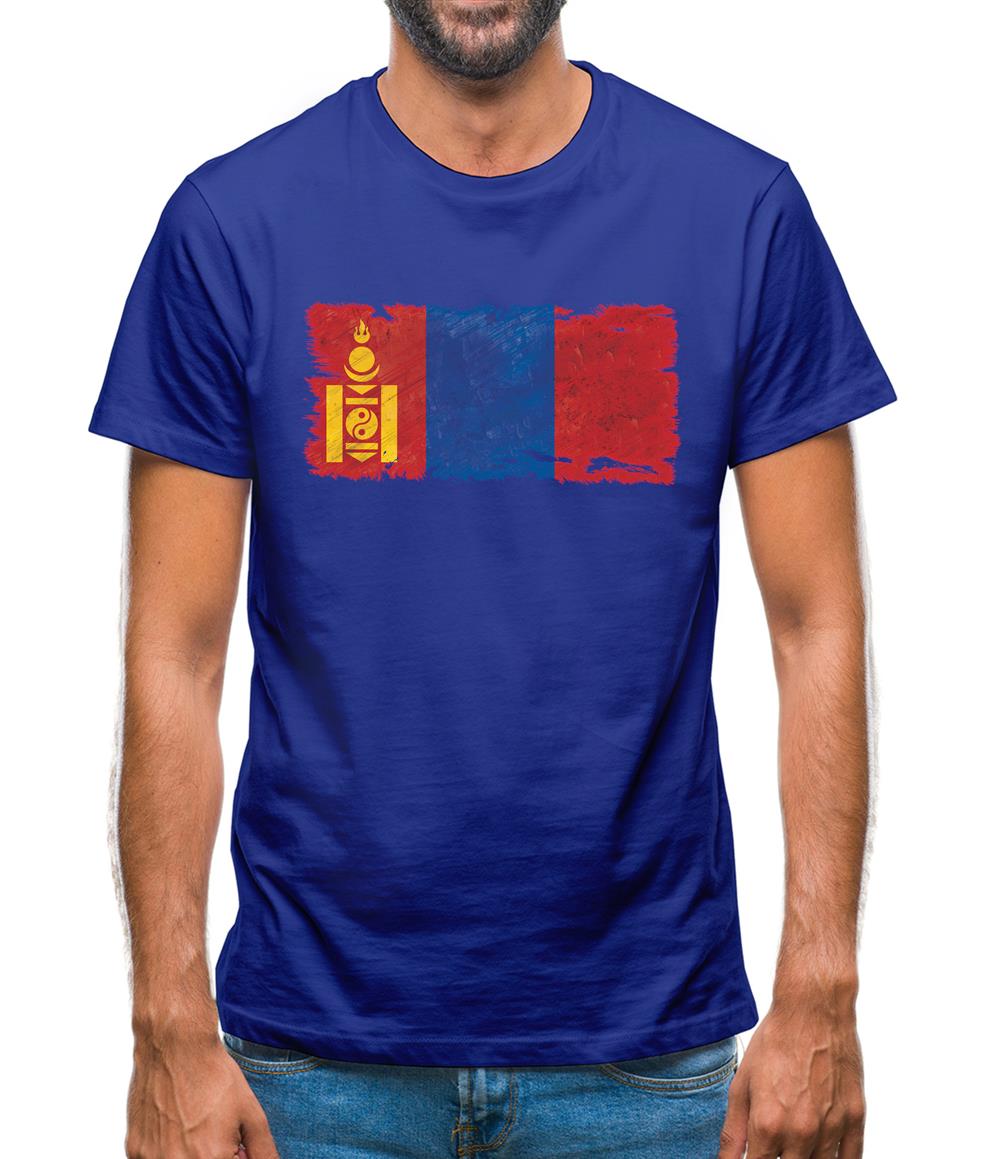 Mongolia Grunge Style Flag Mens T-Shirt