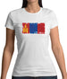 Mongolia Grunge Style Flag Womens T-Shirt