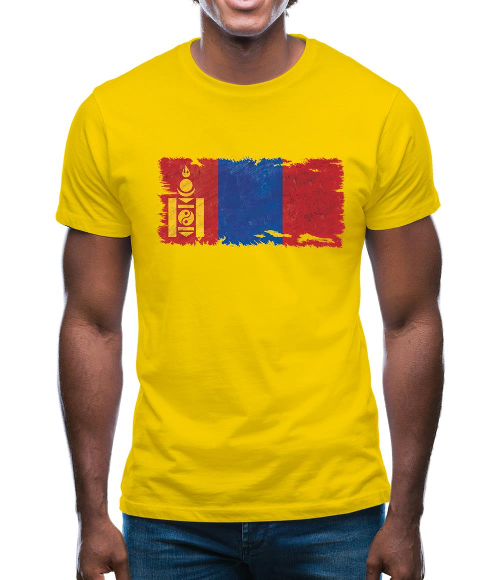 Mongolia Grunge Style Flag Mens T-Shirt