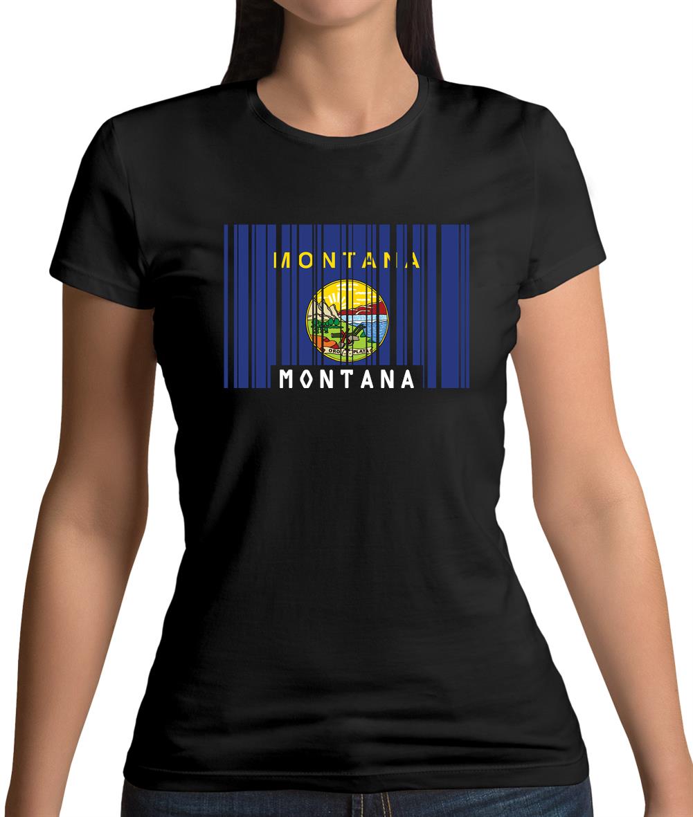 Montana Barcode Style Flag Womens T-Shirt