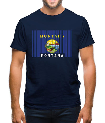 Montana Barcode Style Flag Mens T-Shirt