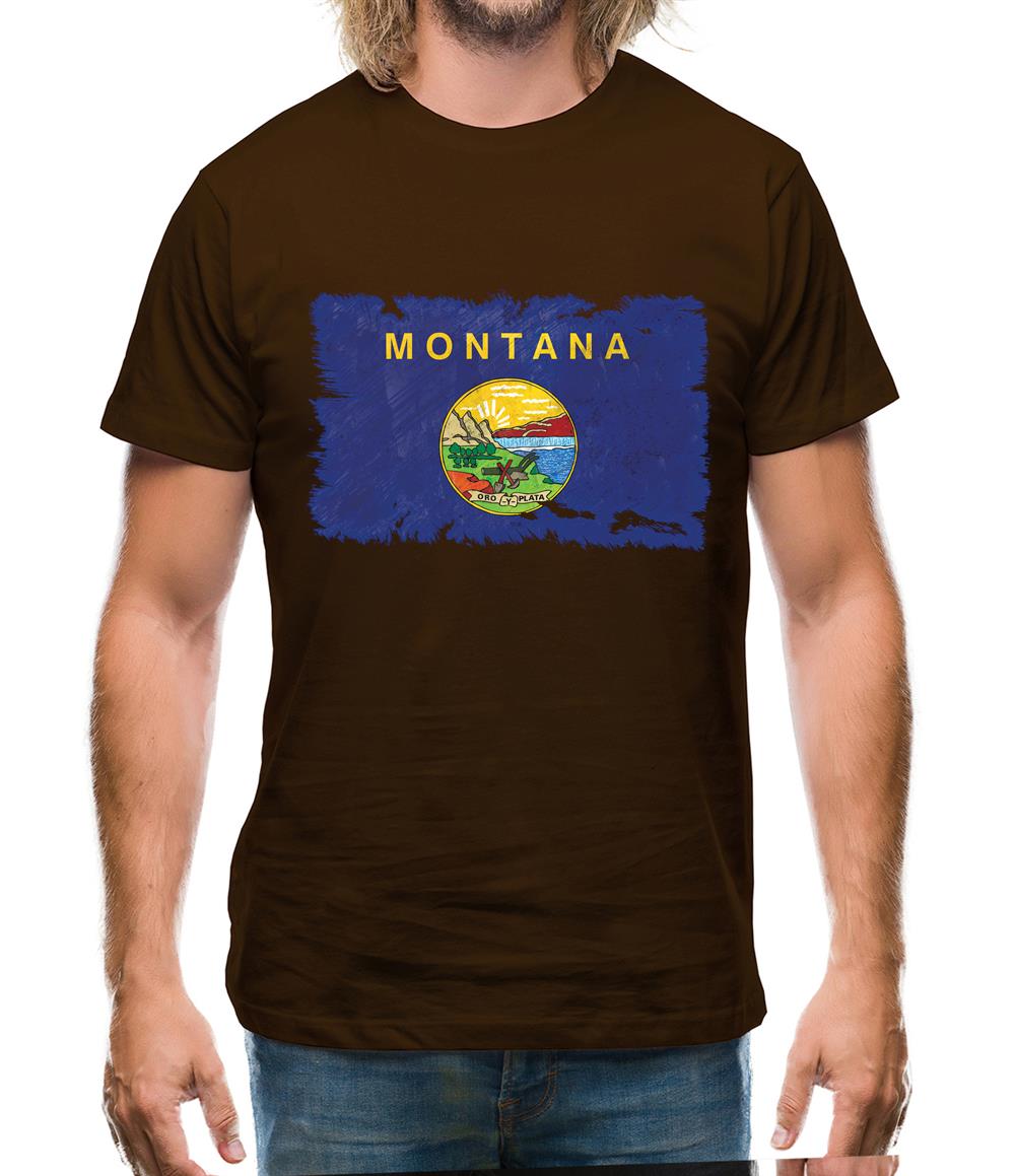 Montana Grunge Style Flag Mens T-Shirt
